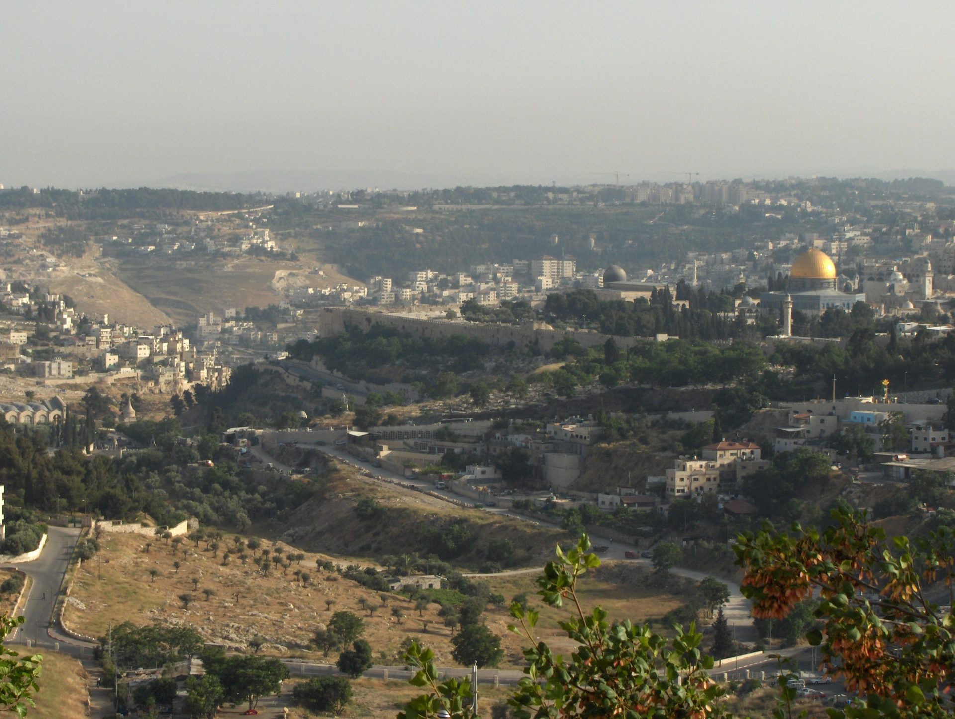 A view of the city of Jerusalem from across the Kidron Valley.