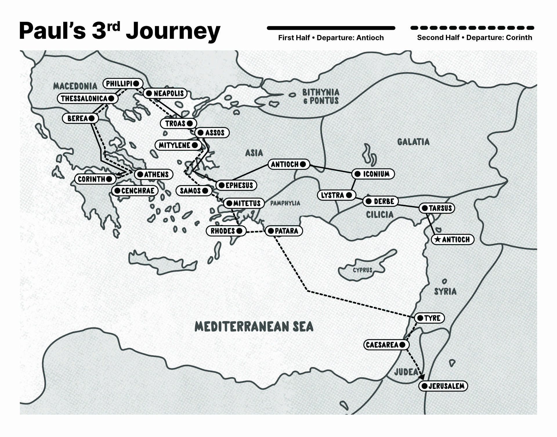 A map of Paul’s third missionary journey.